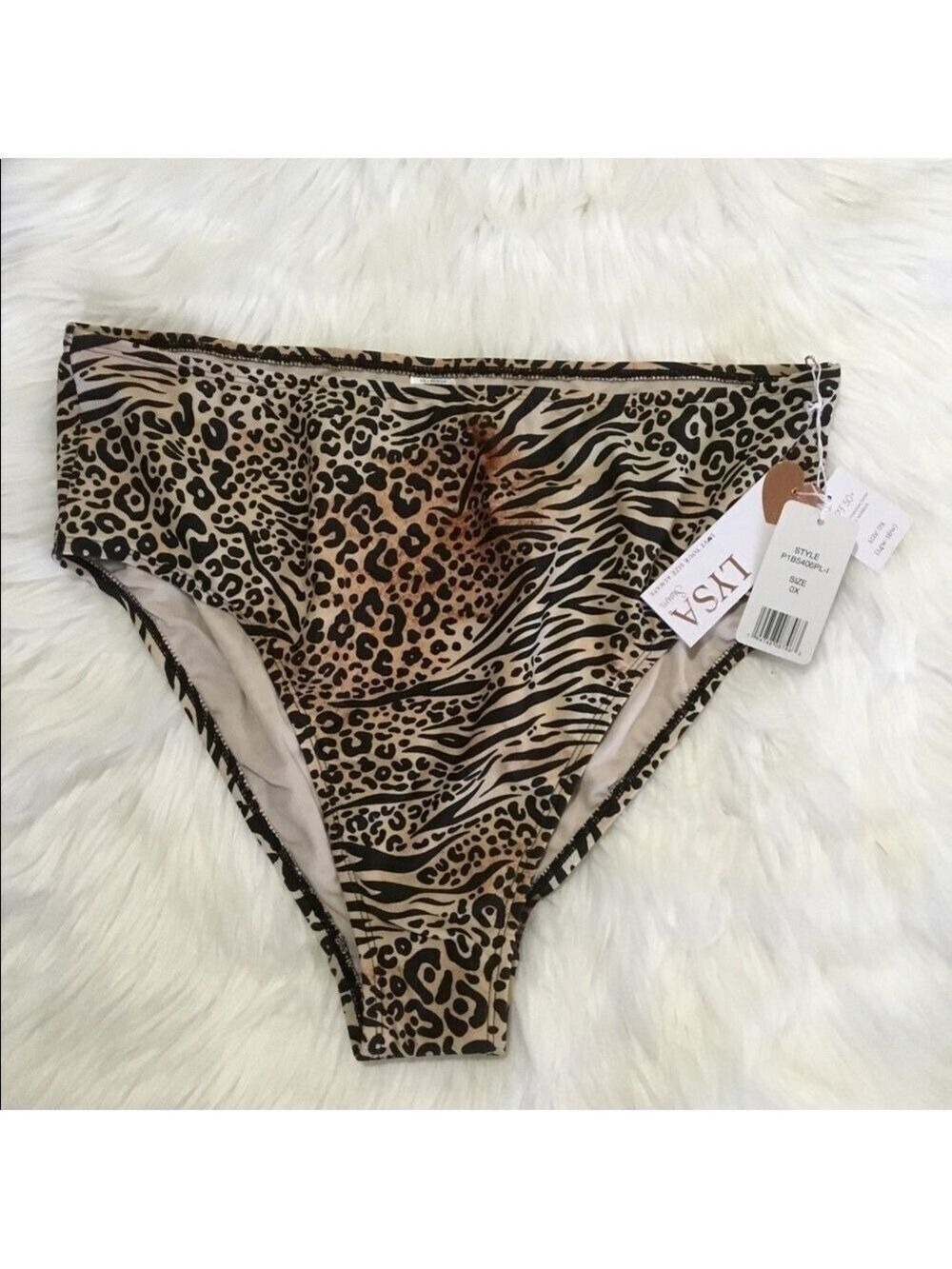 Lysa Evelyn 0X leopard print tummy slimming high rise bikini bottom